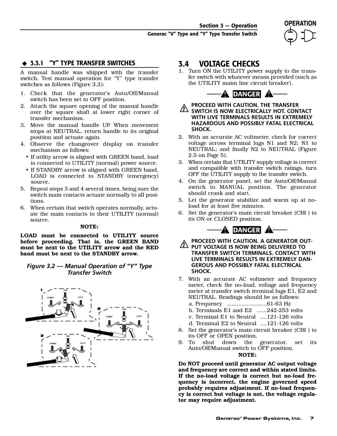 Generac Power Systems 09230-0, 09227-0, 09229-0, 09228-0 owner manual Voltage Checks 