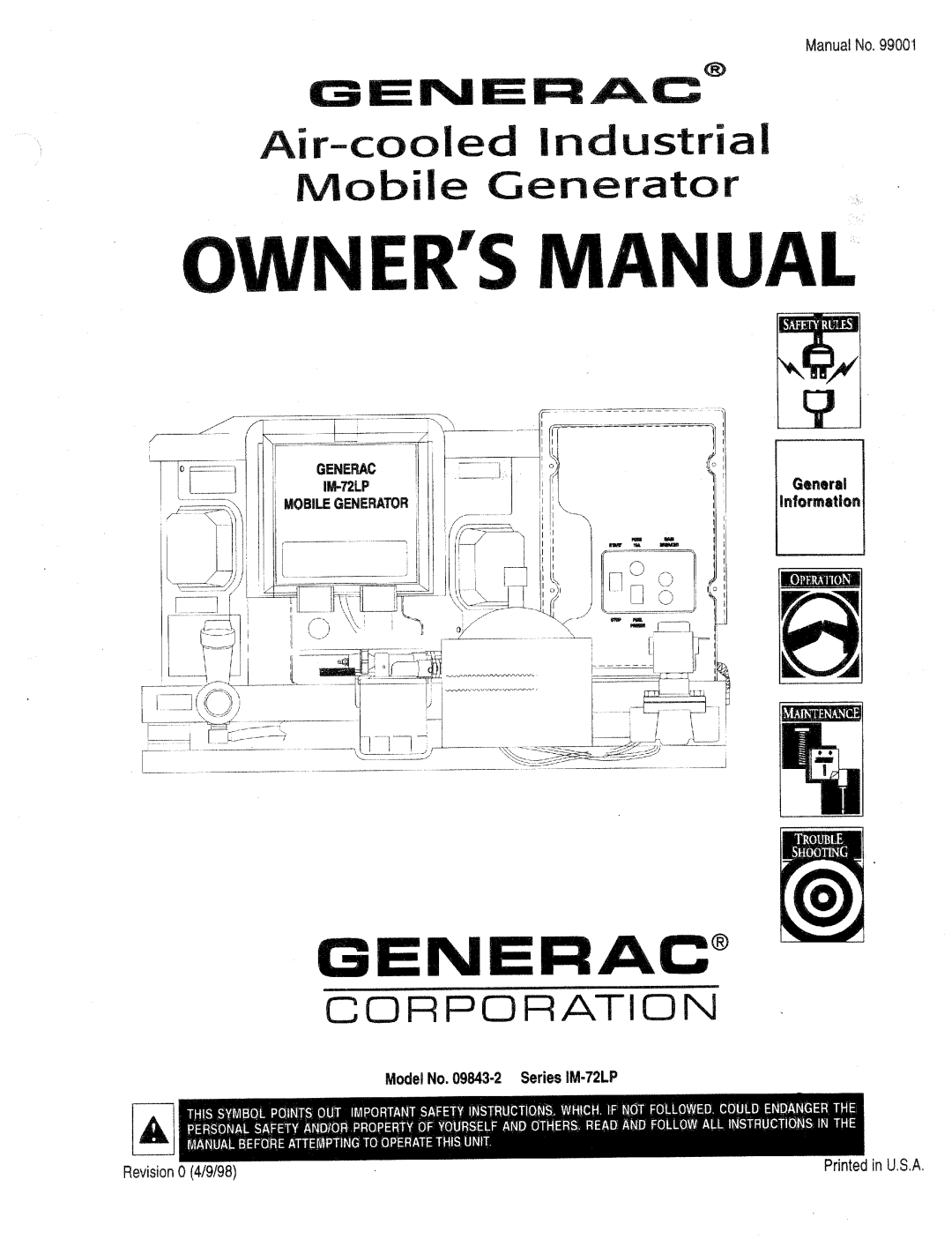 Generac Power Systems 09843-2 manual 