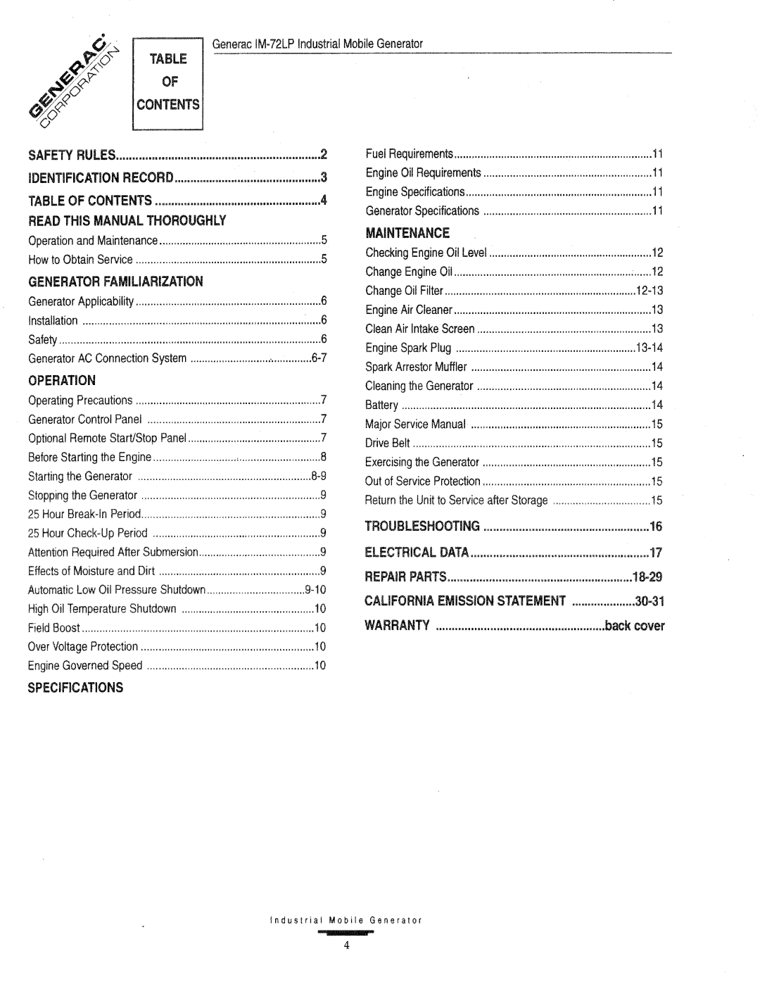 Generac Power Systems 09843-2 manual 