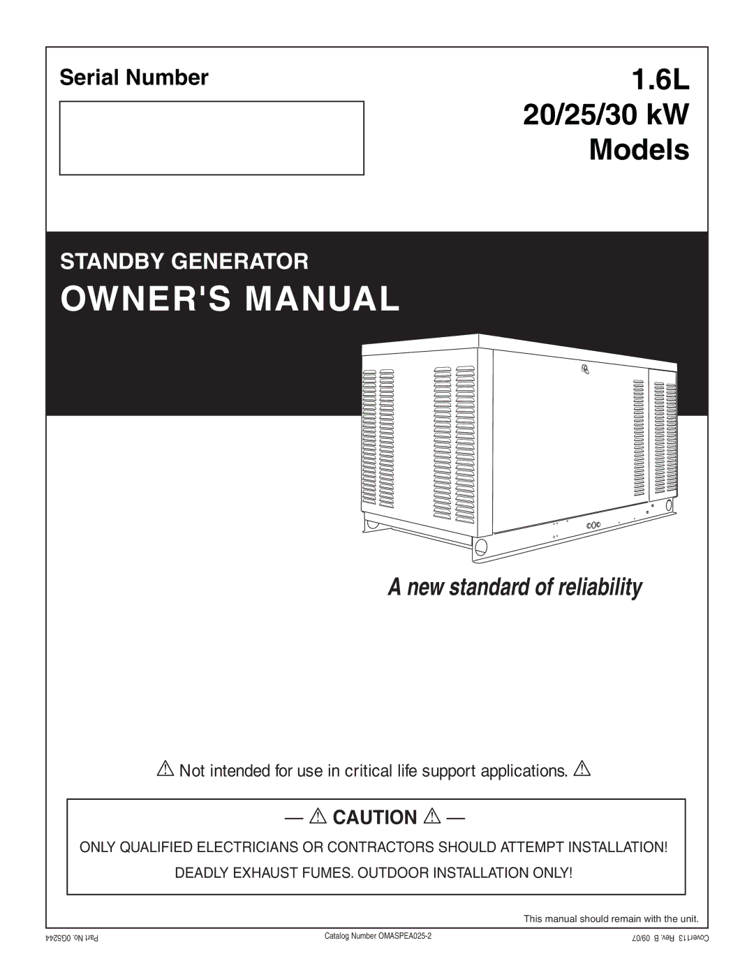 Generac Power Systems owner manual 6L 20/25/30 kW Models 