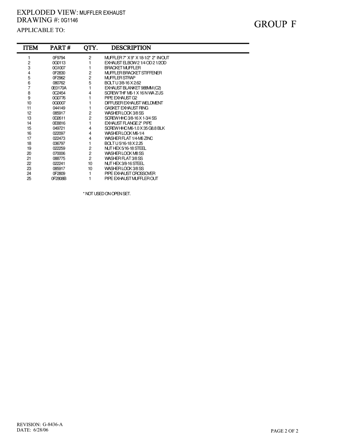 Generac Power Systems 2.4L owner manual Exhaust Elbow 2 1/4 OD 2 1/2OD 