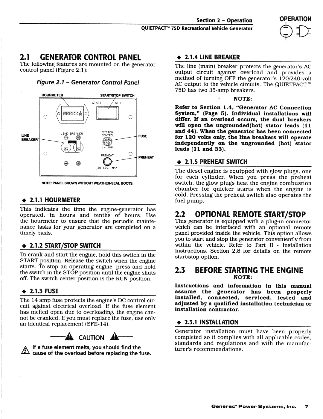Generac Power Systems 4270-0 manual 