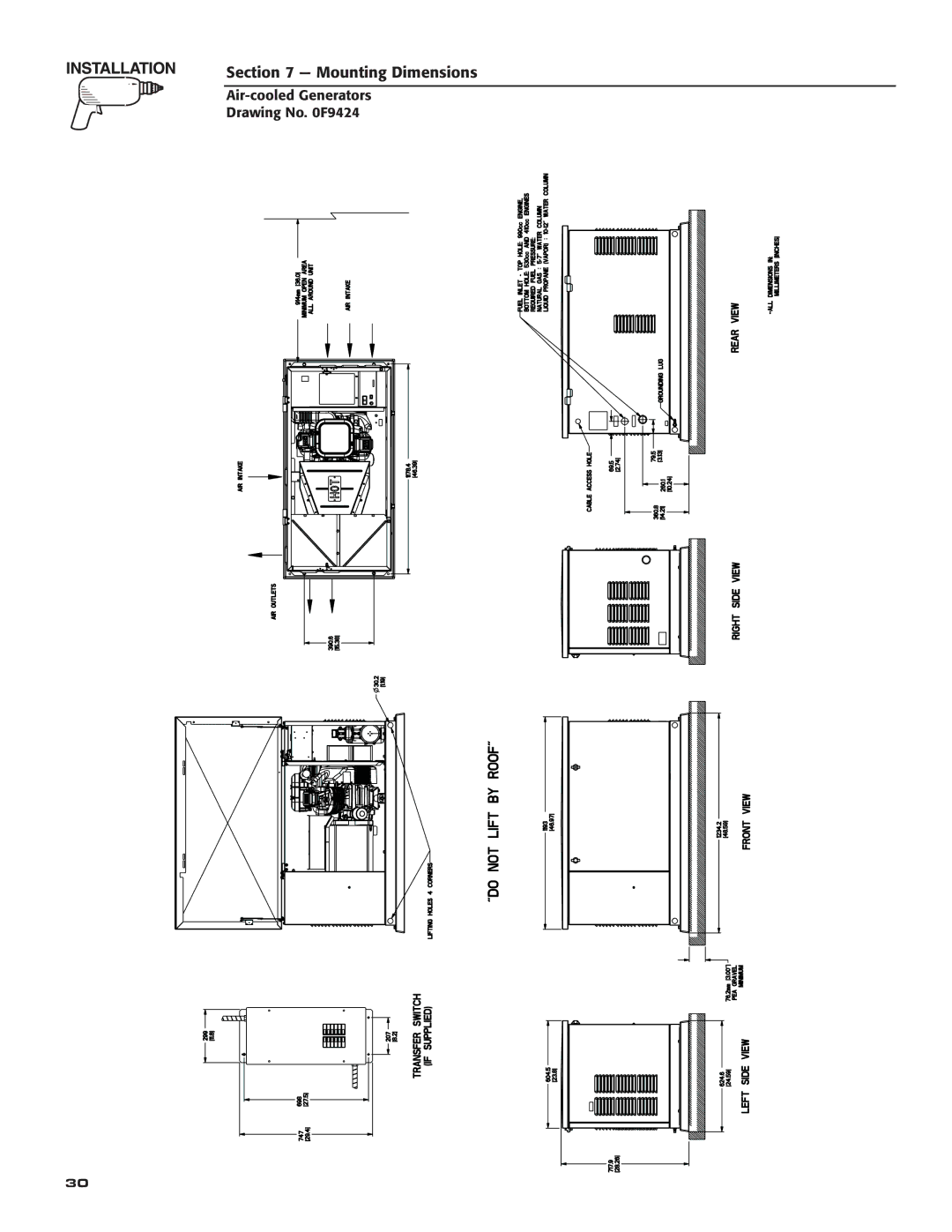 Generac Power Systems 5251, 5252, 5254, 5255, 5253 owner manual Mounting Dimensions 