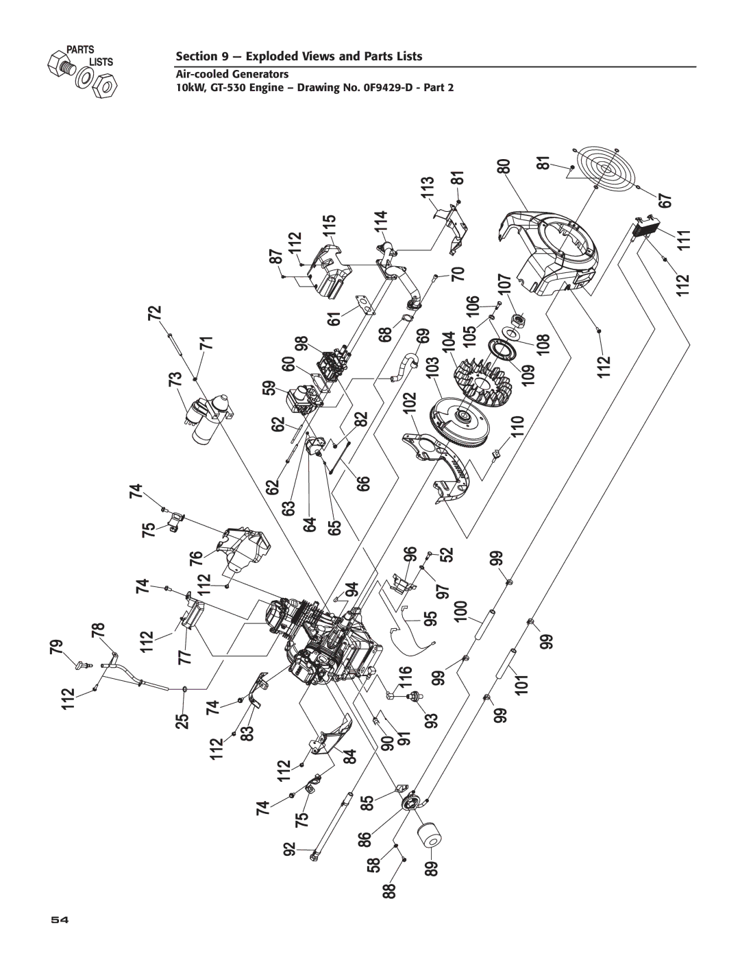 Generac Power Systems 5254, 5252, 5251, 5255, 5253 owner manual Exploded Views and Parts Lists 