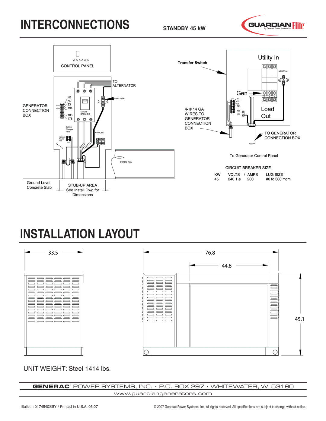 Generac Power Systems 5261 manual Interconnections 