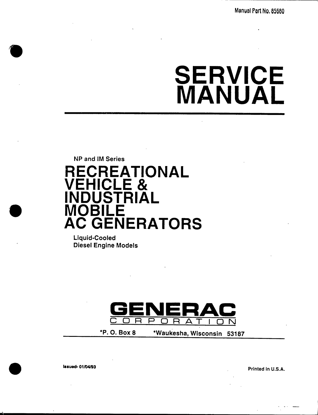 Generac Power Systems 53187 manual 