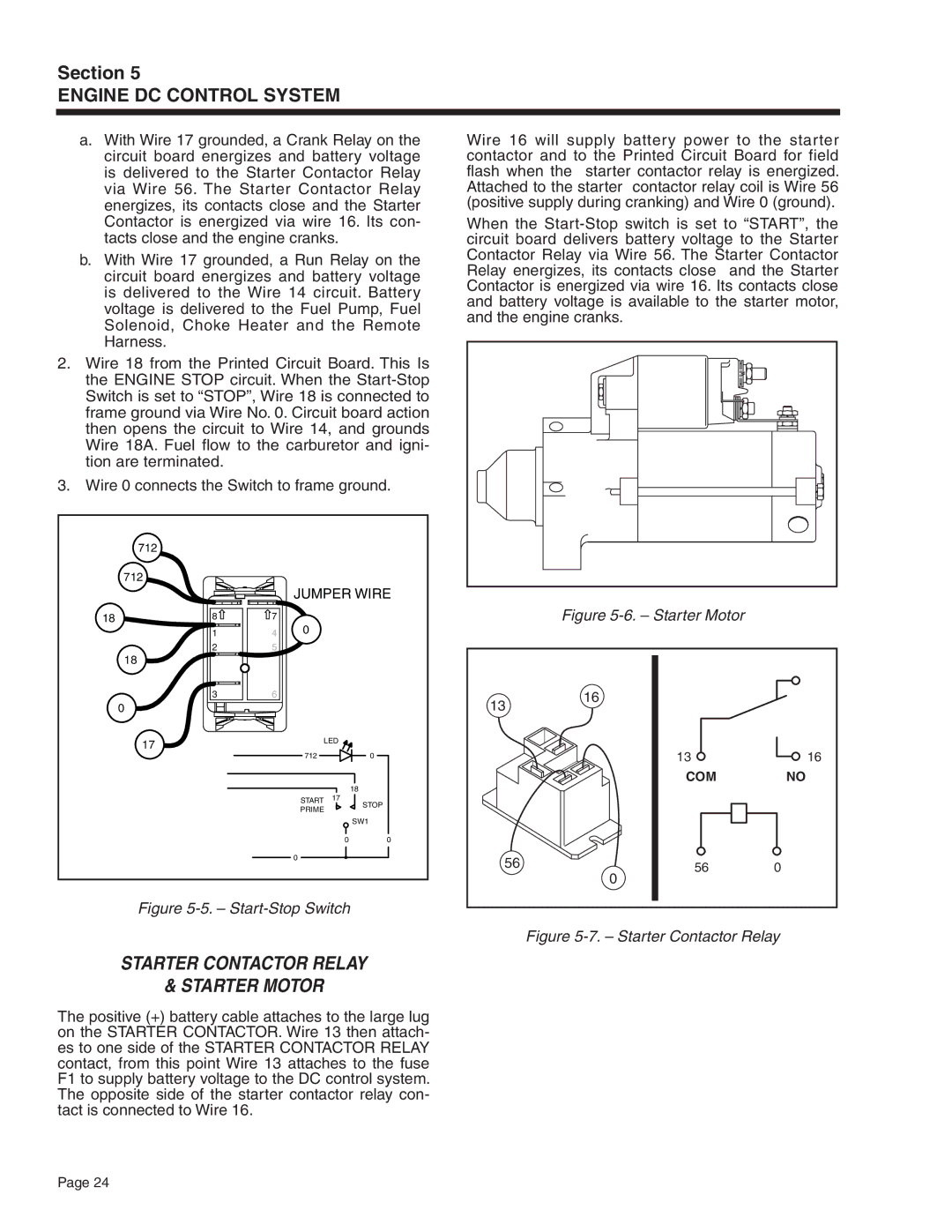 Generac Power Systems 5413, 5412, 5411, 5415, 5414, 5410 manual Starter Contactor Relay Starter Motor, Start-Stop Switch 