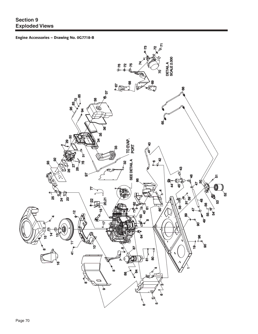 Generac Power Systems 5412, 5411, 5413, 5415, 5414, 5410 manual Engine Accessories Drawing No G7718-B 