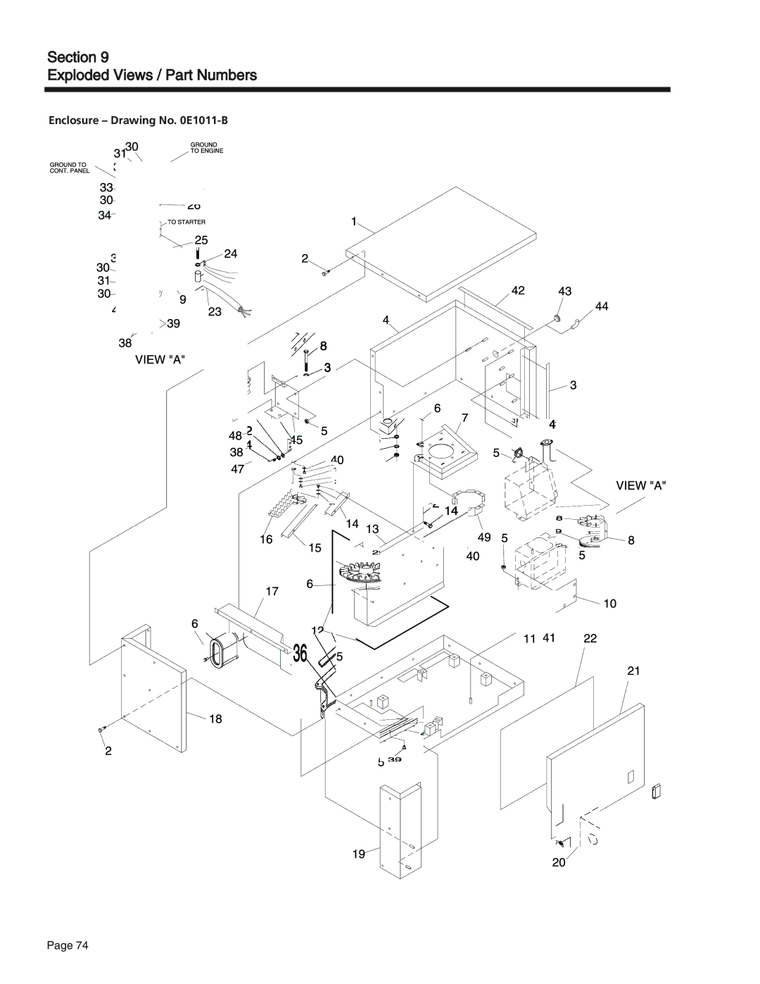 Generac Power Systems 75, 55, 65 manual Enclosure Drawing No E1011-B 