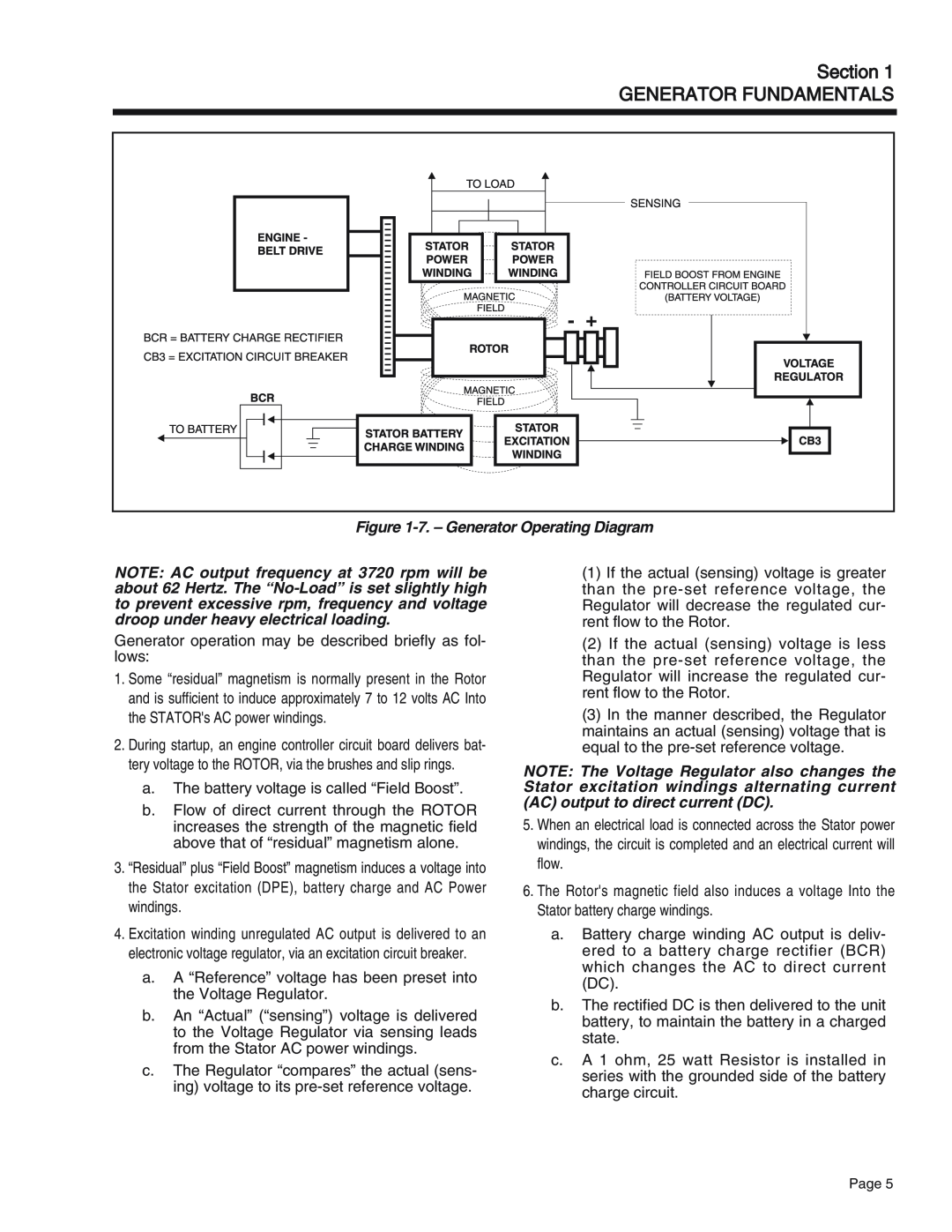 Generac Power Systems 75, 55, 65 manual 7.- Generator Operating Diagram, Section GENERATOR FUNDAMENTALS 