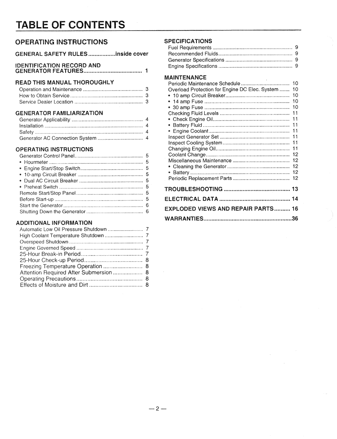 Generac Power Systems 9344-2 manual 