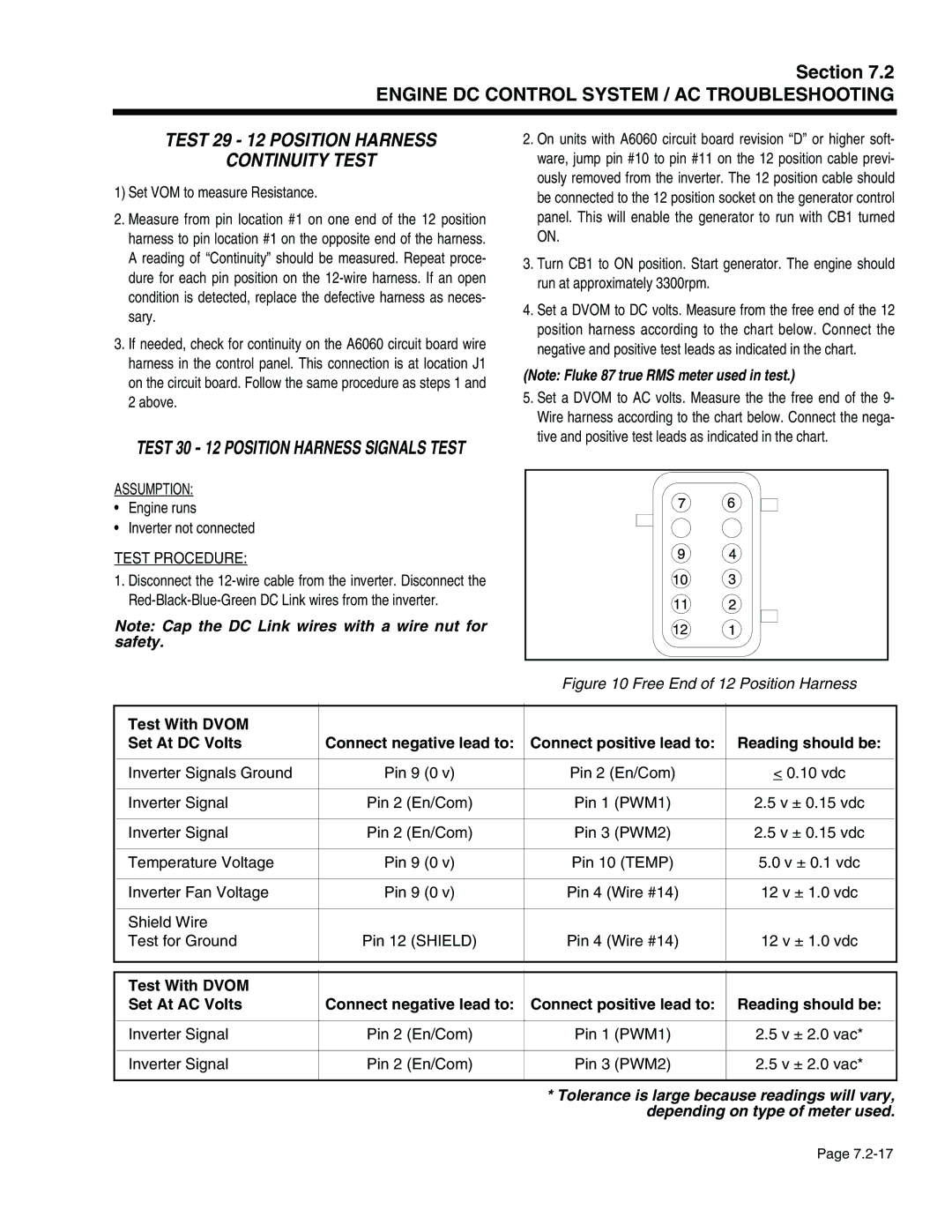 Generac Power Systems 941-2, 940-2 service manual Test 29 12 Position Harness Continuity Test, Assumption 