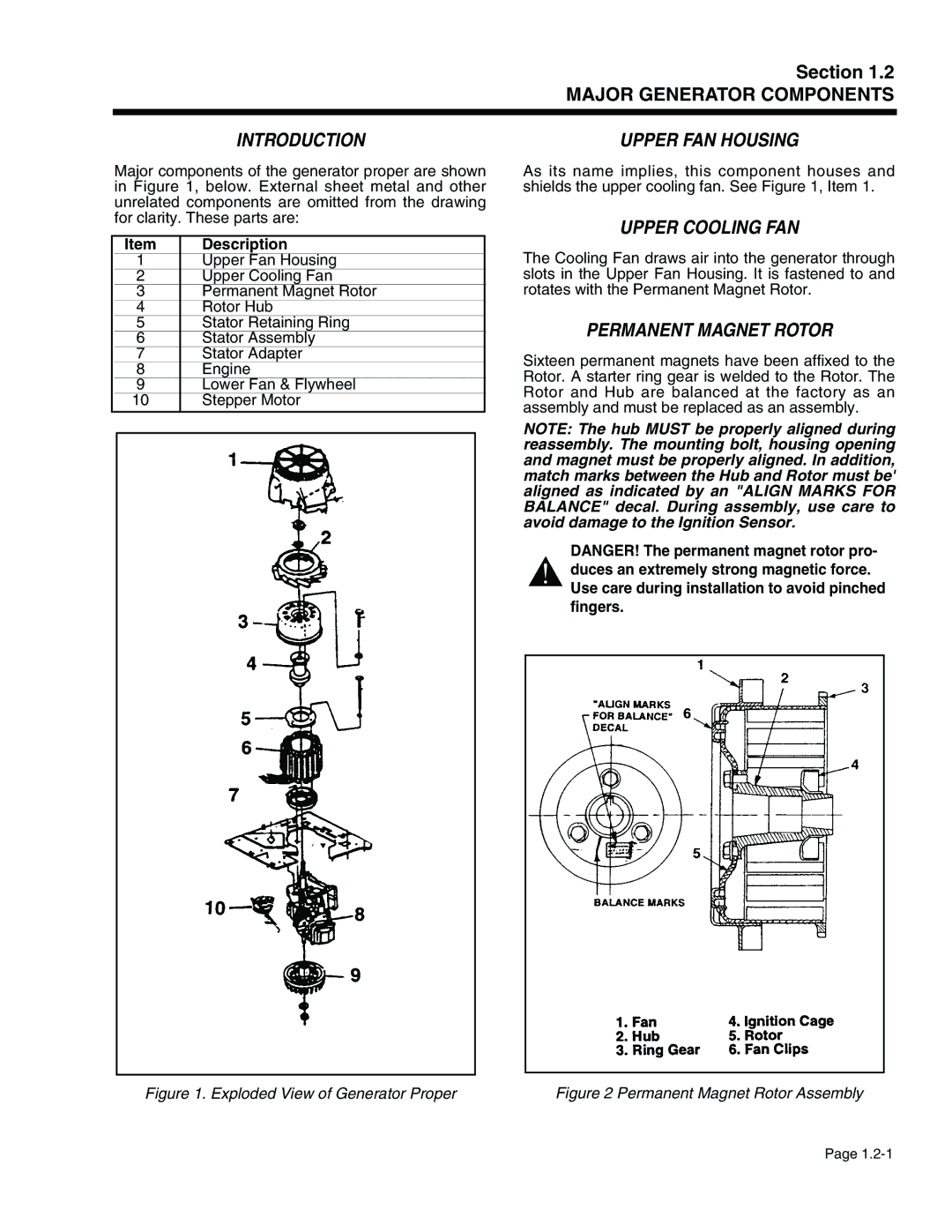 Generac Power Systems 941-2, 940-2 service manual Introduction, Upper FAN Housing, Upper Cooling FAN, Permanent Magnet Rotor 