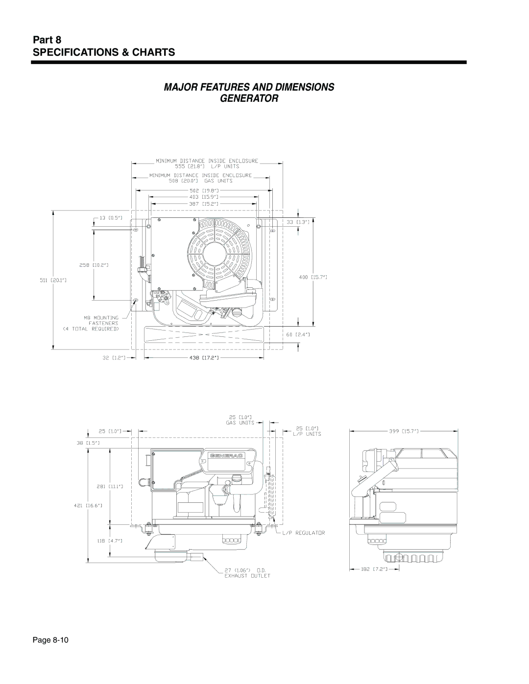 Generac Power Systems 940-2, 941-2 service manual Major Features and Dimensions Generator 