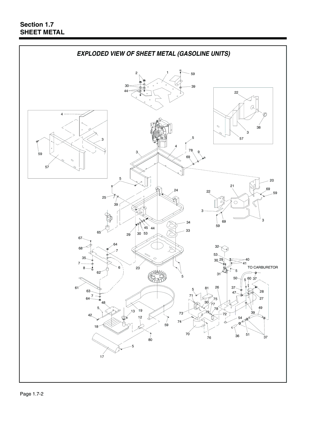 Generac Power Systems 940-2, 941-2 service manual Exploded View of Sheet Metal Gasoline Units 