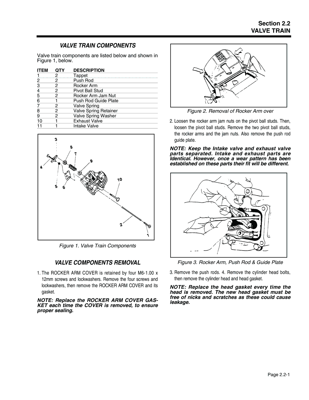 Generac Power Systems 941-2, 940-2 service manual Valve Train Components, Valve Components Removal 