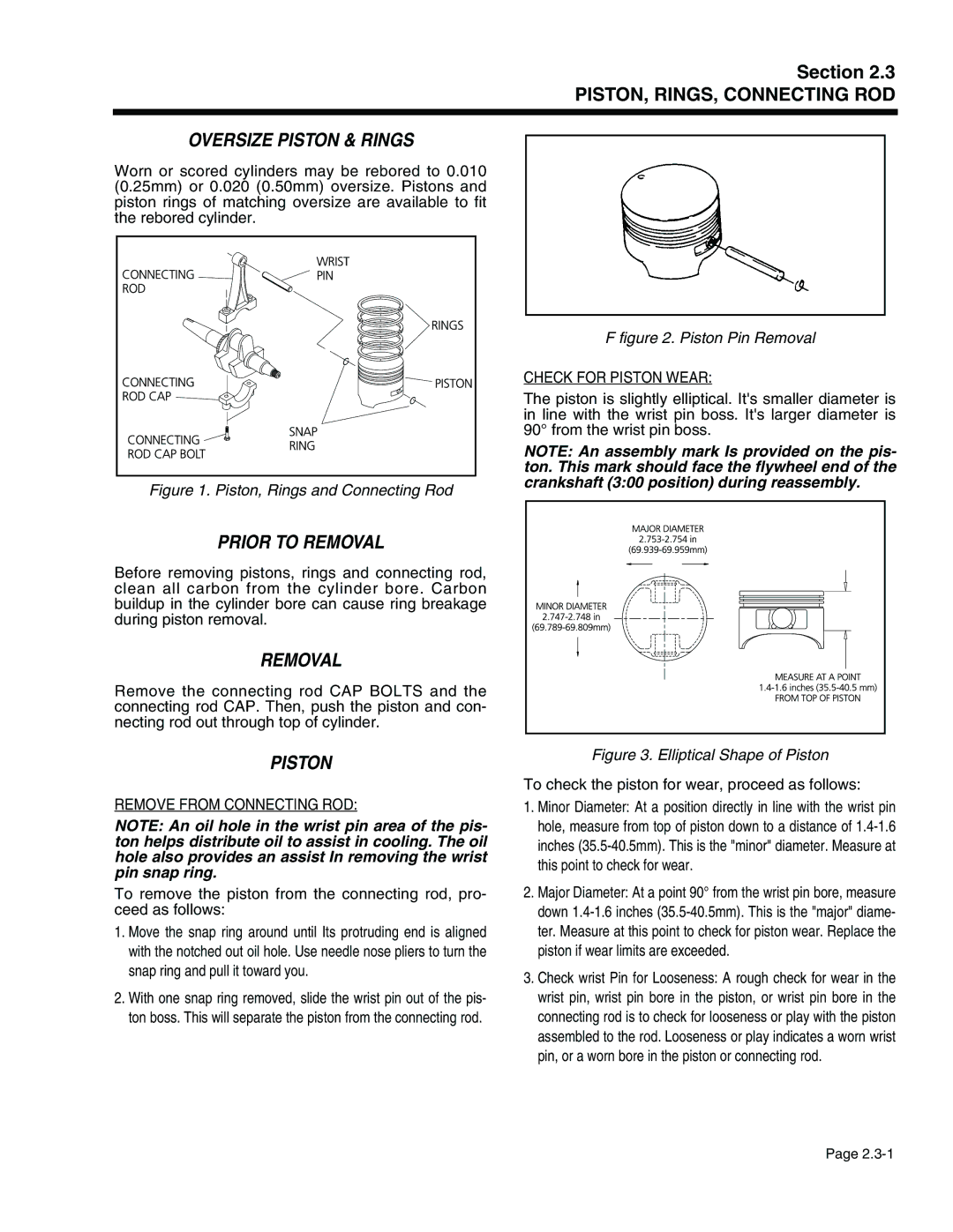 Generac Power Systems 941-2, 940-2 service manual Oversize Piston & Rings, Prior to Removal 