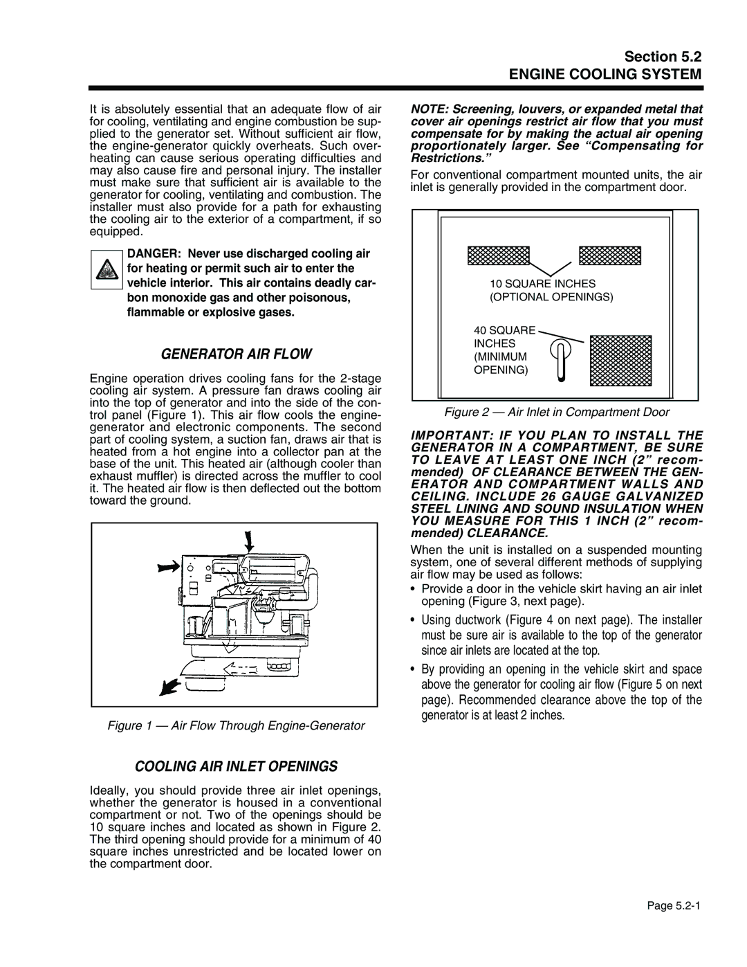 Generac Power Systems 941-2, 940-2 service manual Generator AIR Flow, Cooling AIR Inlet Openings 