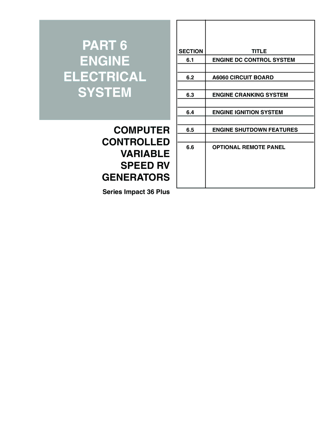 Generac Power Systems 941-2, 940-2 service manual Part Engine Electrical System 