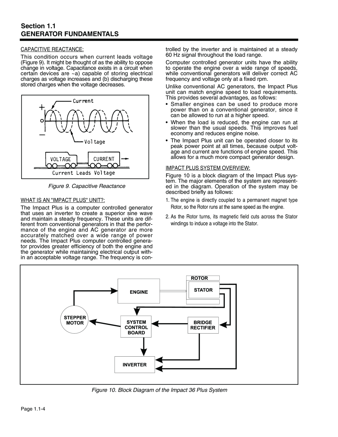 Generac Power Systems 940-2, 941-2 service manual Capacitive Reactance, Block Diagram of the Impact 36 Plus System 