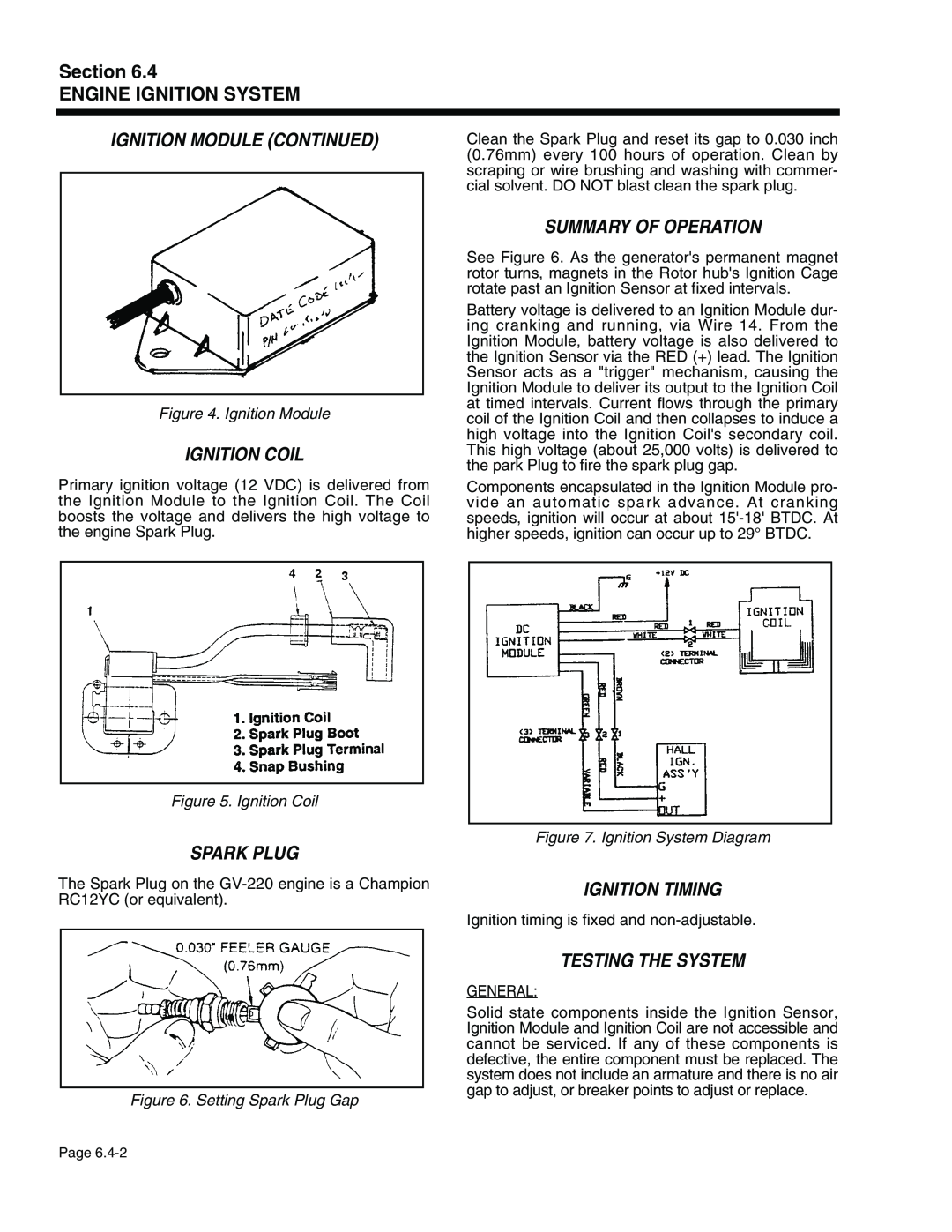 Generac Power Systems 940-2 Ignition Module Continued, Ignition Coil, Summary Of Operation, Spark Plug, Ignition Timing 