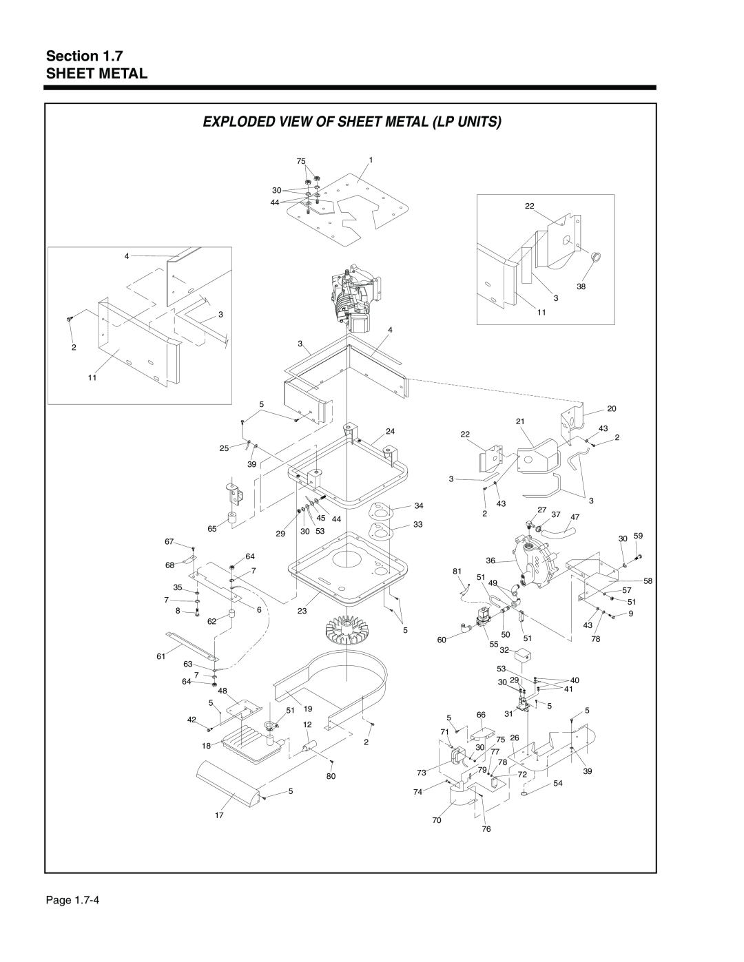 Generac Power Systems 940-2, 941-2 service manual Exploded View Of Sheet Metal Lp Units, Section SHEET METAL, Page 