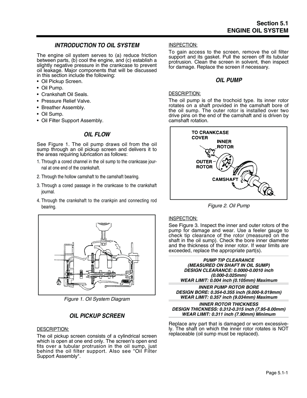 Generac Power Systems 941-2 Section ENGINE OIL SYSTEM, Introduction To Oil System, Oil Pump, Oil Flow, Oil Pickup Screen 