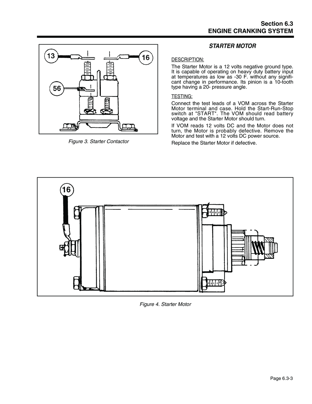 Generac Power Systems 941-2, 940-2 service manual Starter Motor, Starter Contactor, Section ENGINE CRANKING SYSTEM 