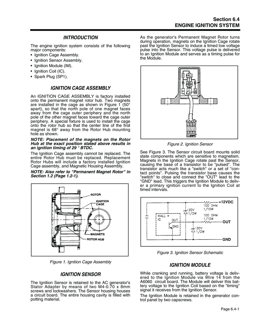 Generac Power Systems 941-2 Section ENGINE IGNITION SYSTEM, Ignition Cage Assembly, Ignition Sensor, Ignition Module 