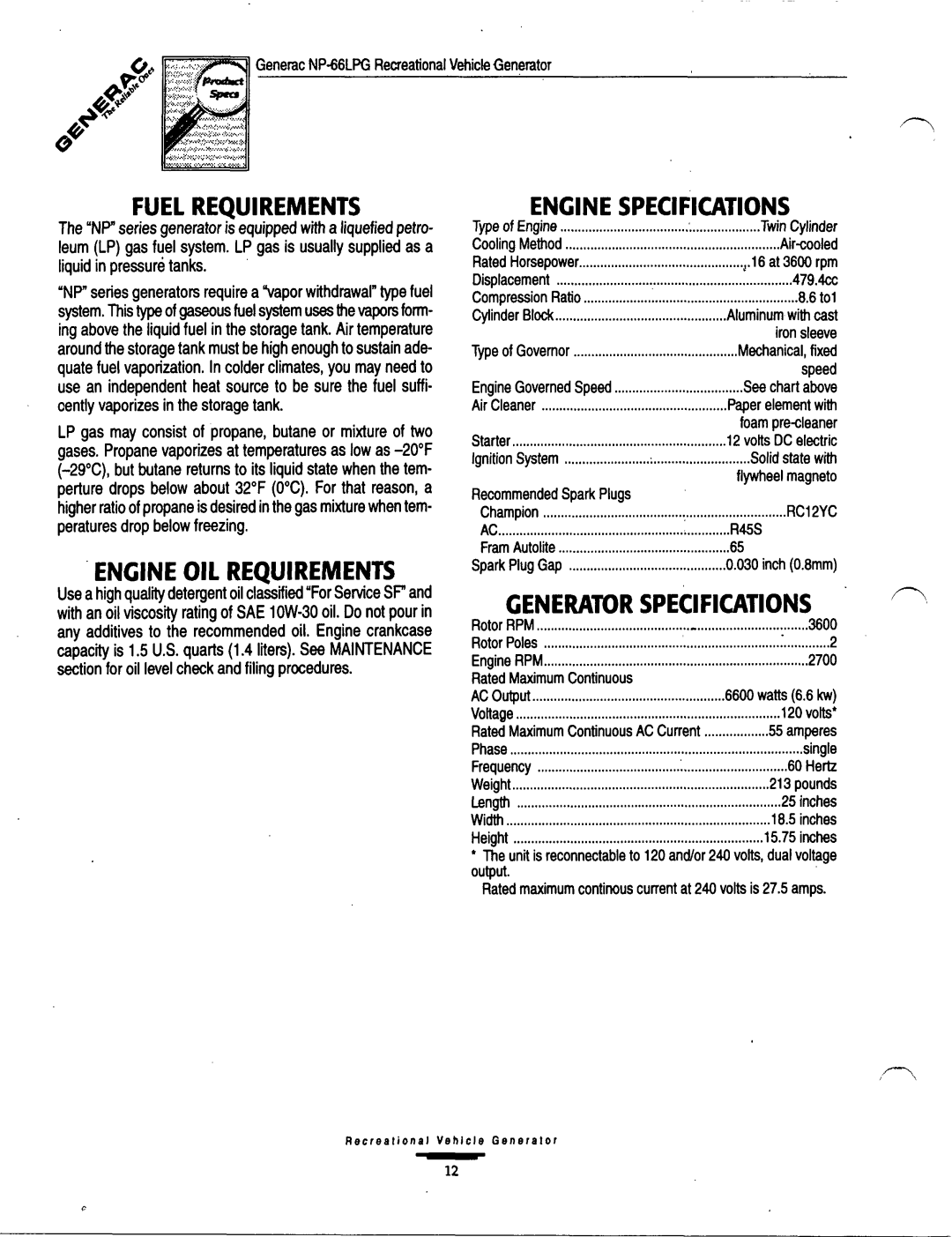 Generac Power Systems 9734-3 manual 