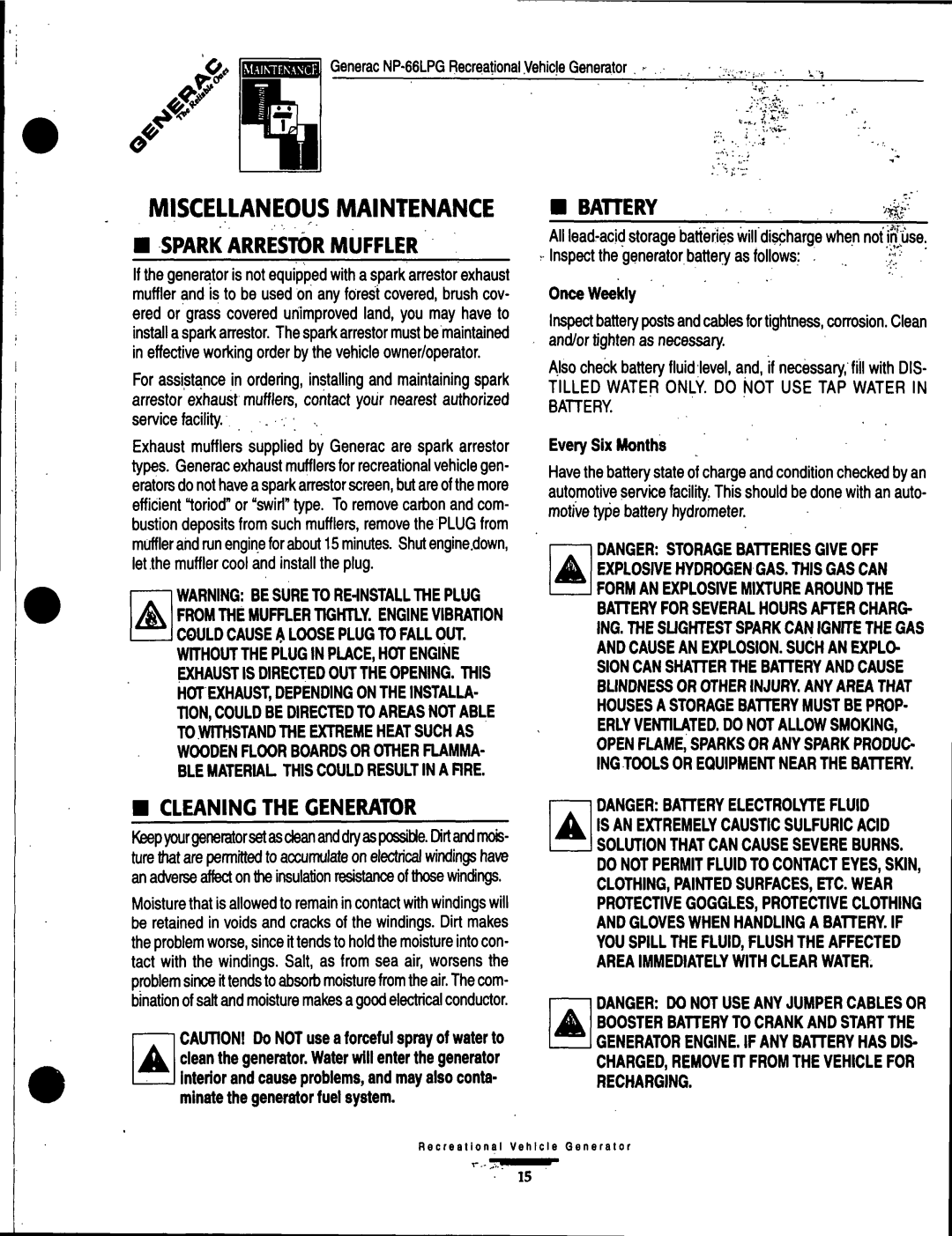 Generac Power Systems 9734-3 manual 