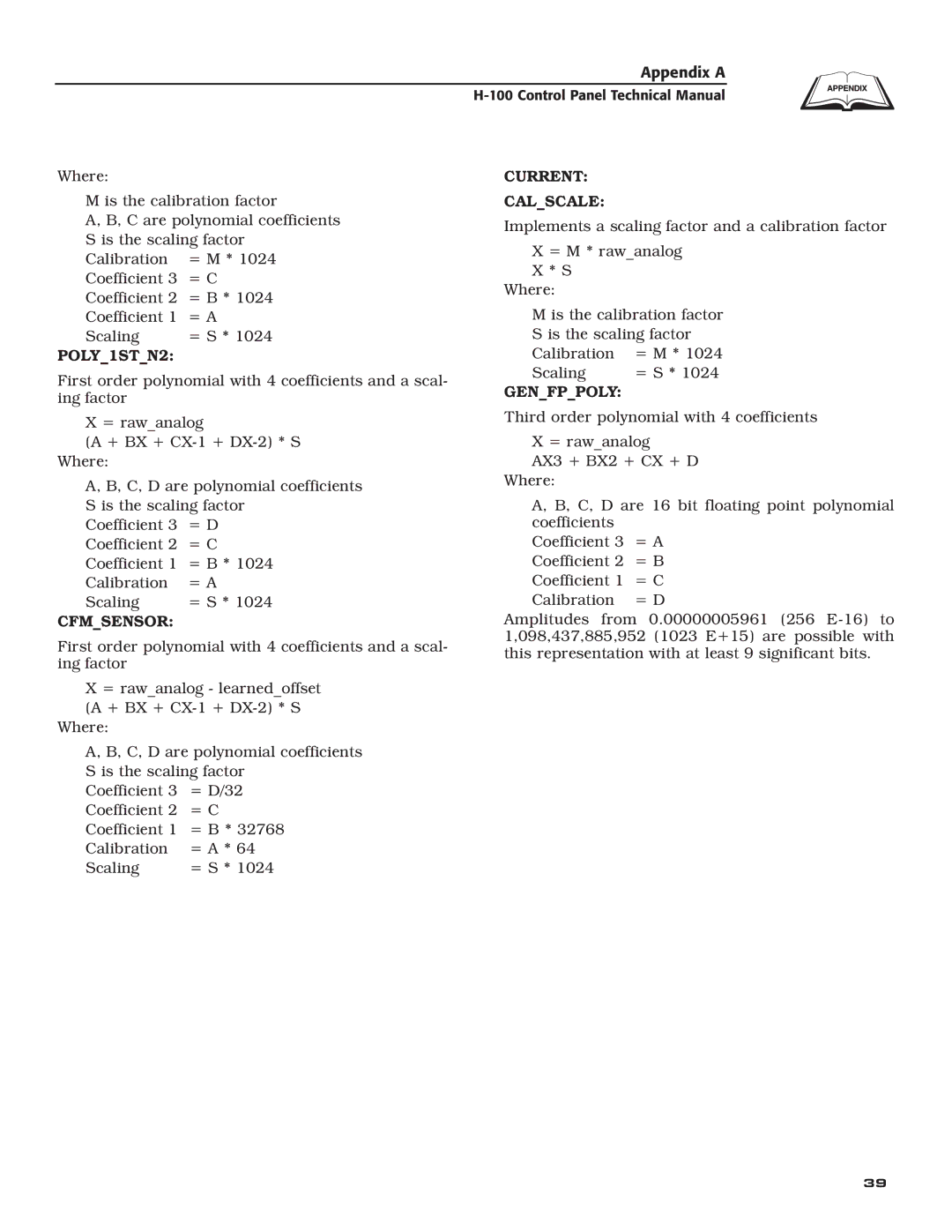 Generac Power Systems H-100 technical manual POLY1STN2, Current Calscale 