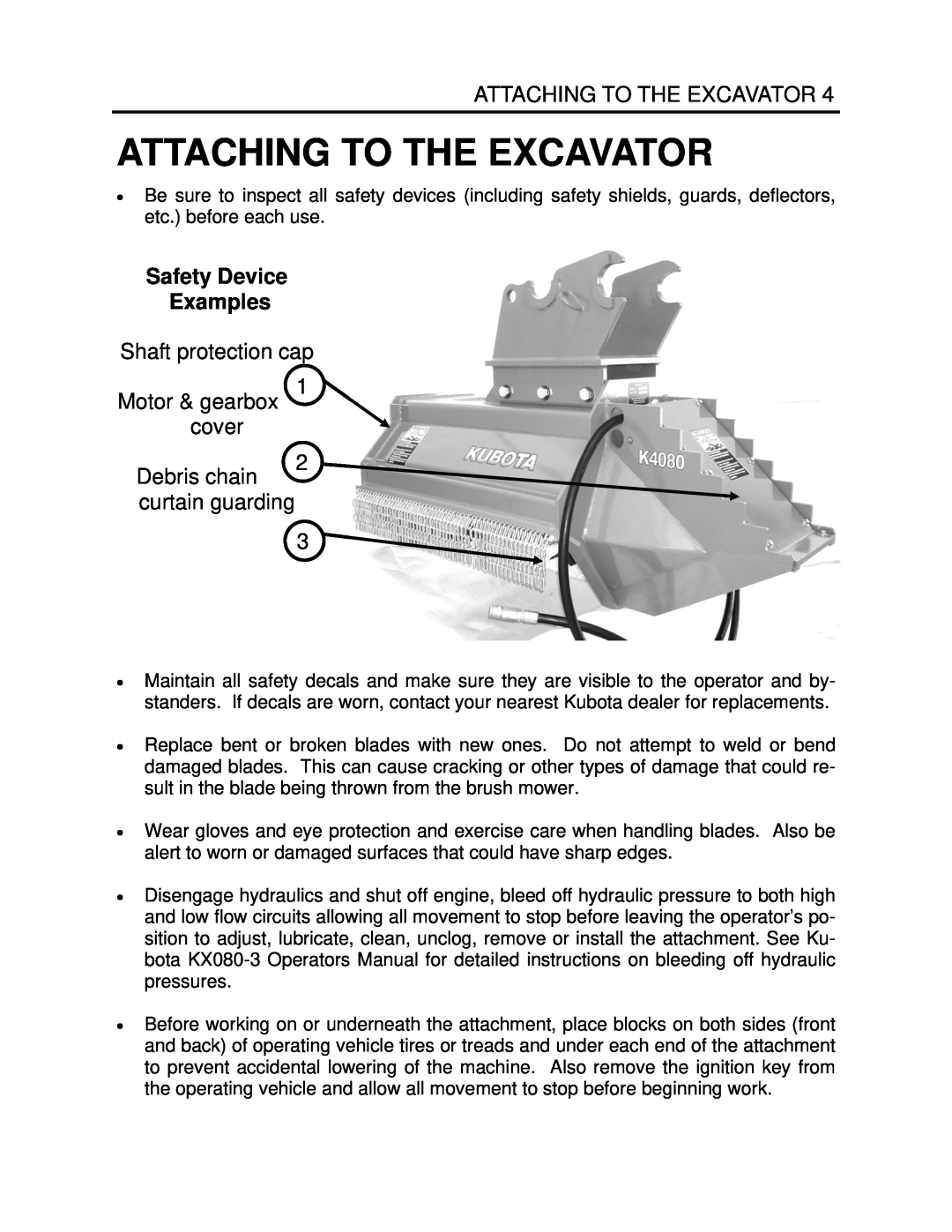 Generac Power Systems K4080 manual Attaching To The Excavator, Safety Device Examples 