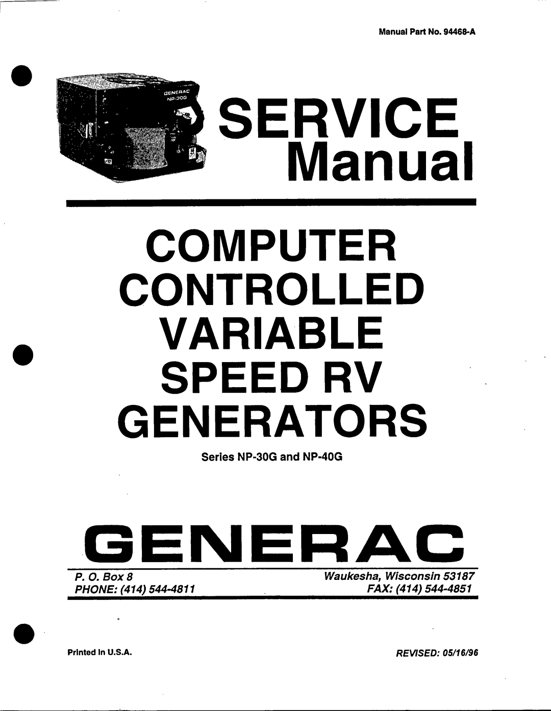Generac Power Systems NP-40G, NP-30G manual 