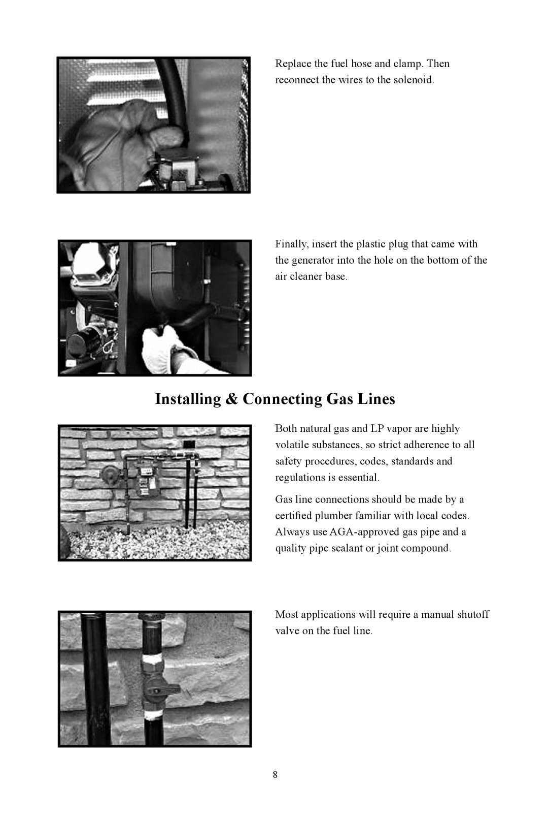Generac Power Systems OG 2697 manual Installing & Connecting Gas Lines 