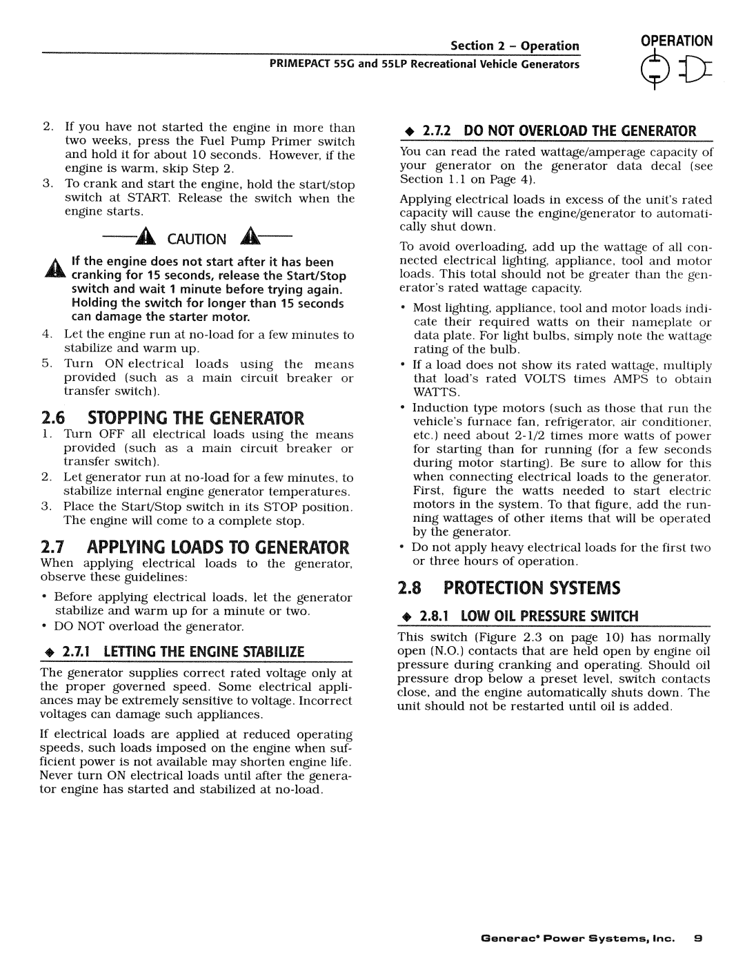 Generac Power Systems IM Series, Q-Series, NP Series manual 