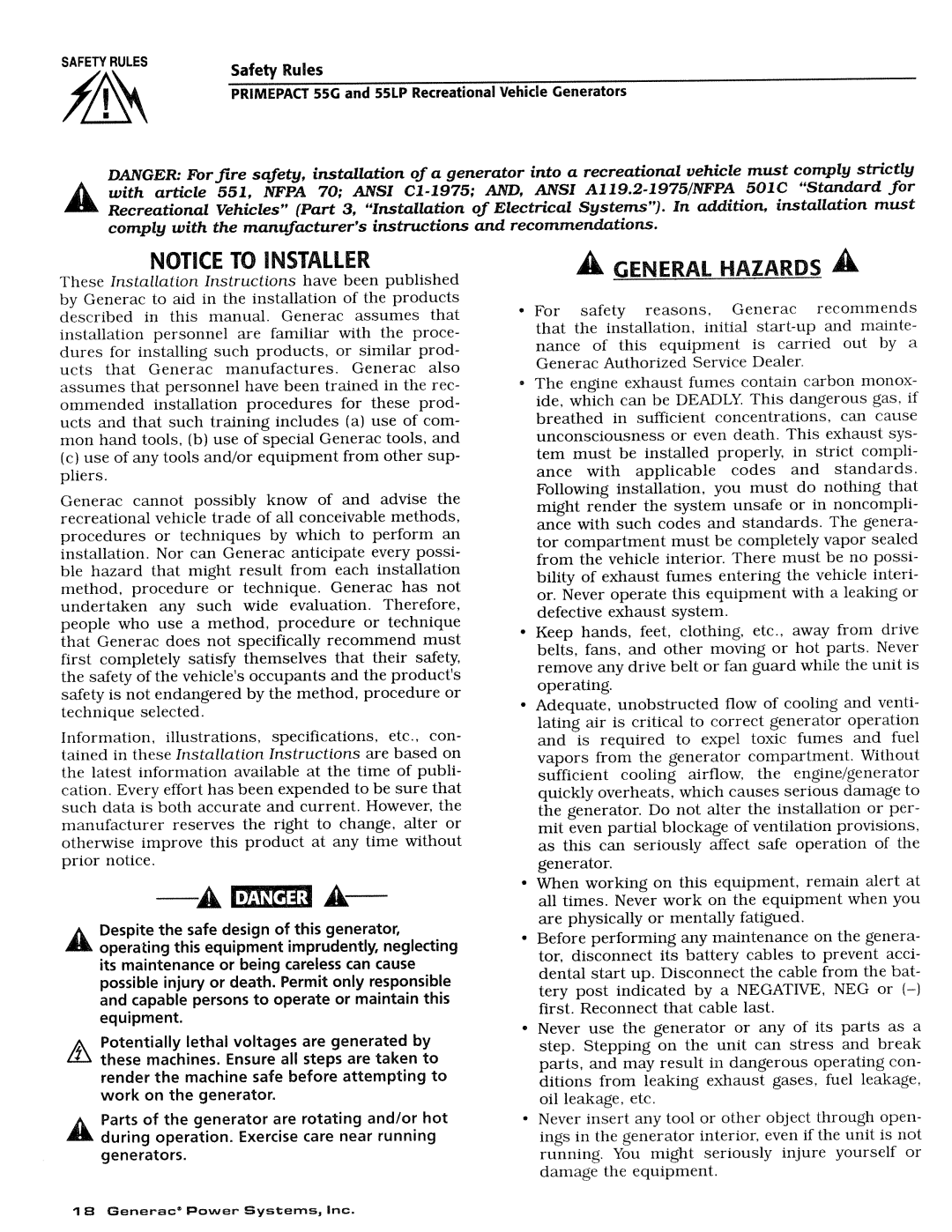 Generac Power Systems IM Series, Q-Series, NP Series manual 