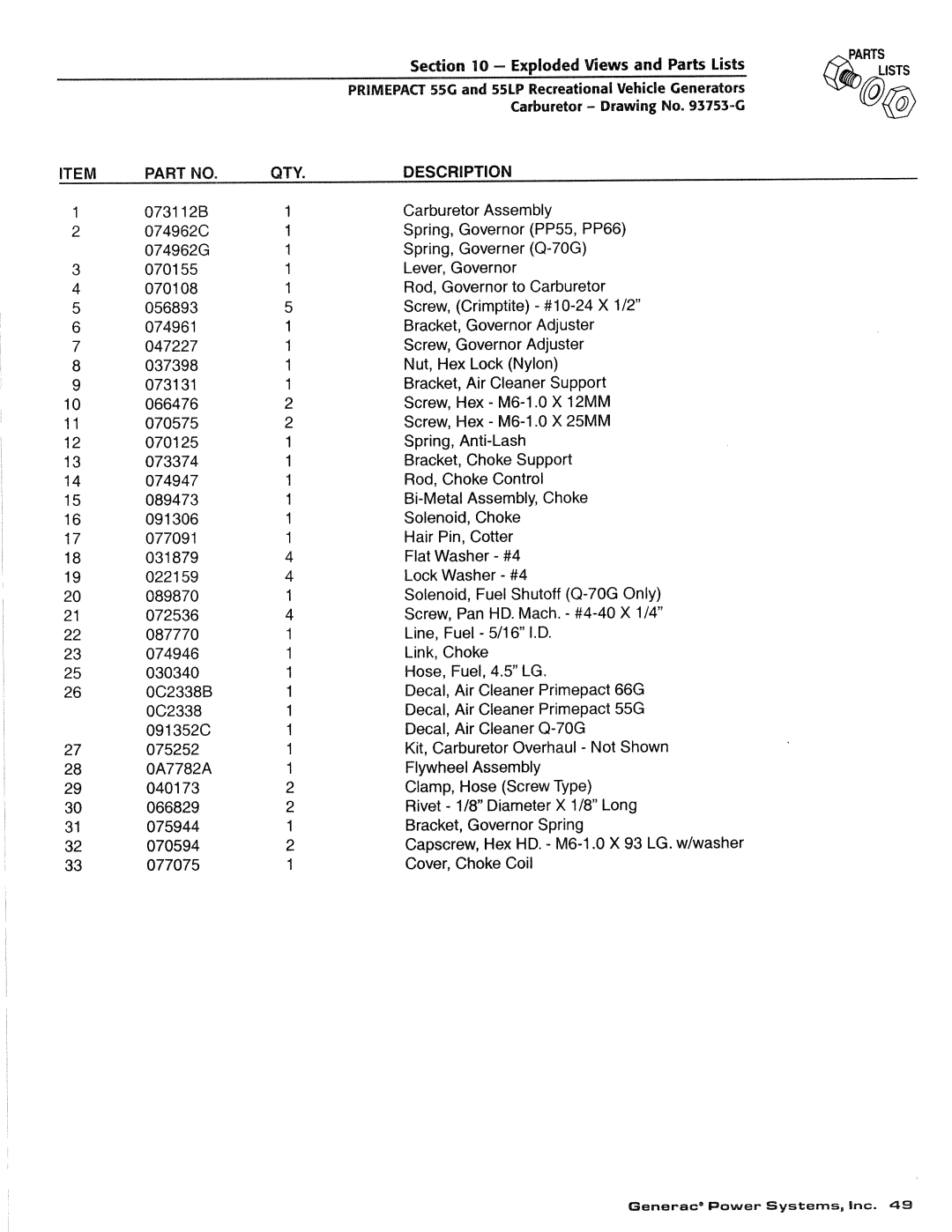 Generac Power Systems Q-Series, NP Series, IM Series manual 