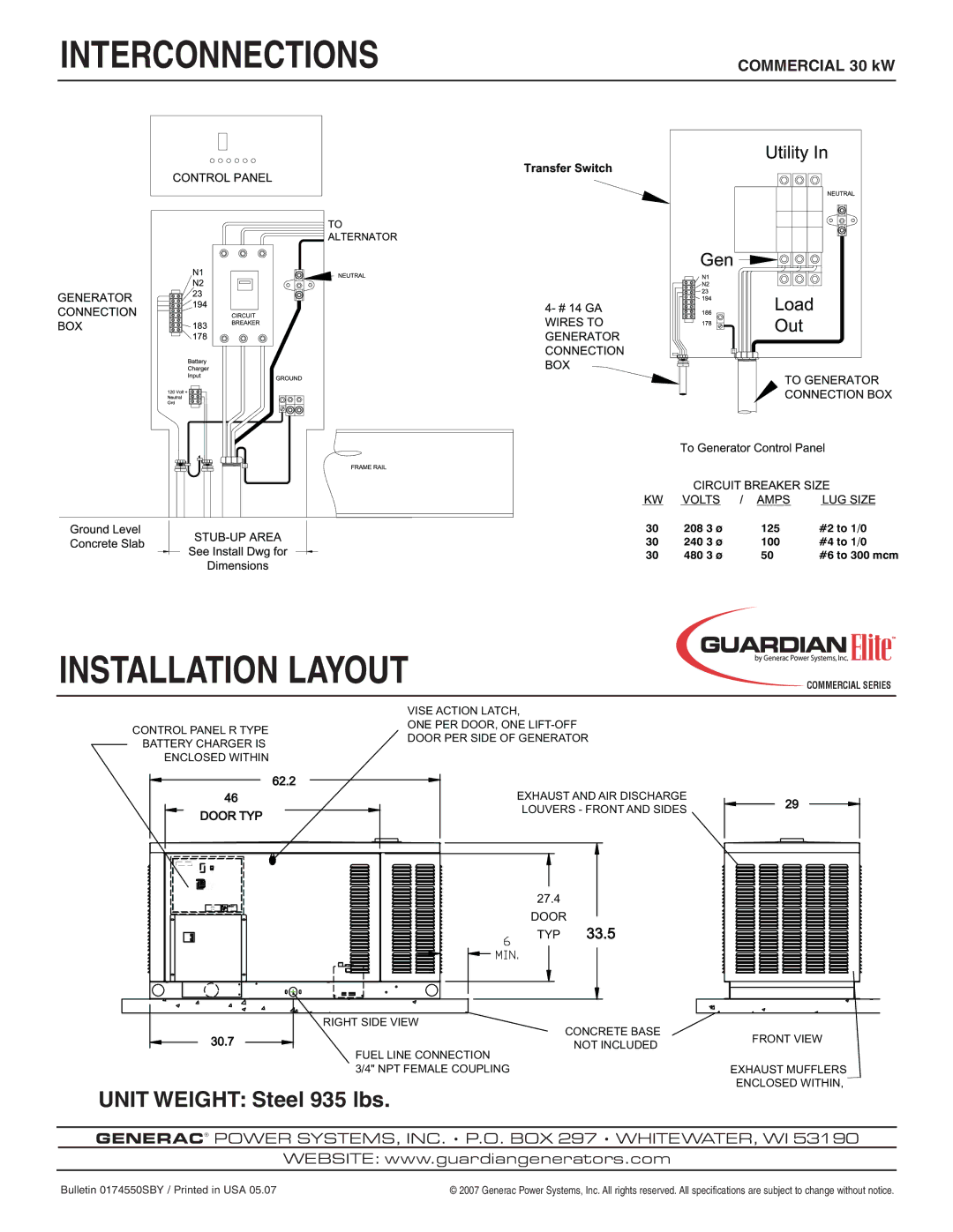 Generac Power Systems QT036 manual Interconnections 