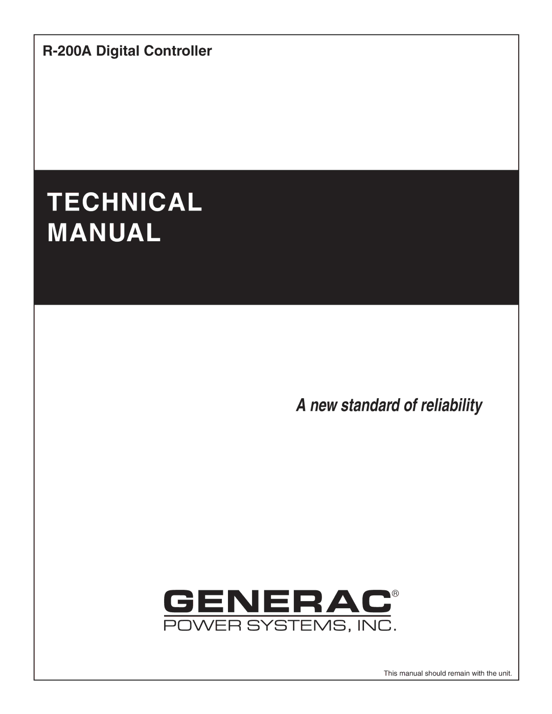 Generac Power Systems R-200A technical manual Technical Manual 