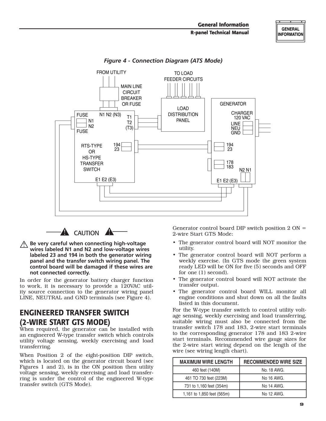 Generac Power Systems R-200A technical manual ENGINEERED TRANSFER SWITCH 2-WIRE START GTS MODE, Connection Diagram ATS Mode 