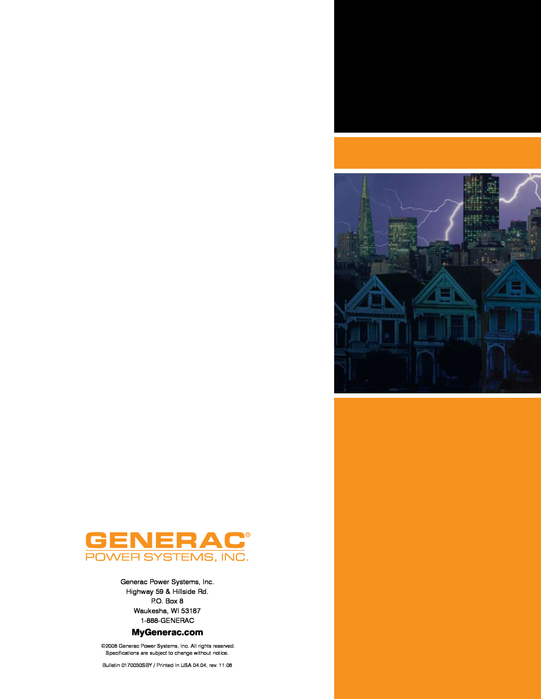 Generac Power Systems Transfer Switches and Accessories manual Generac Power Systems, Inc 