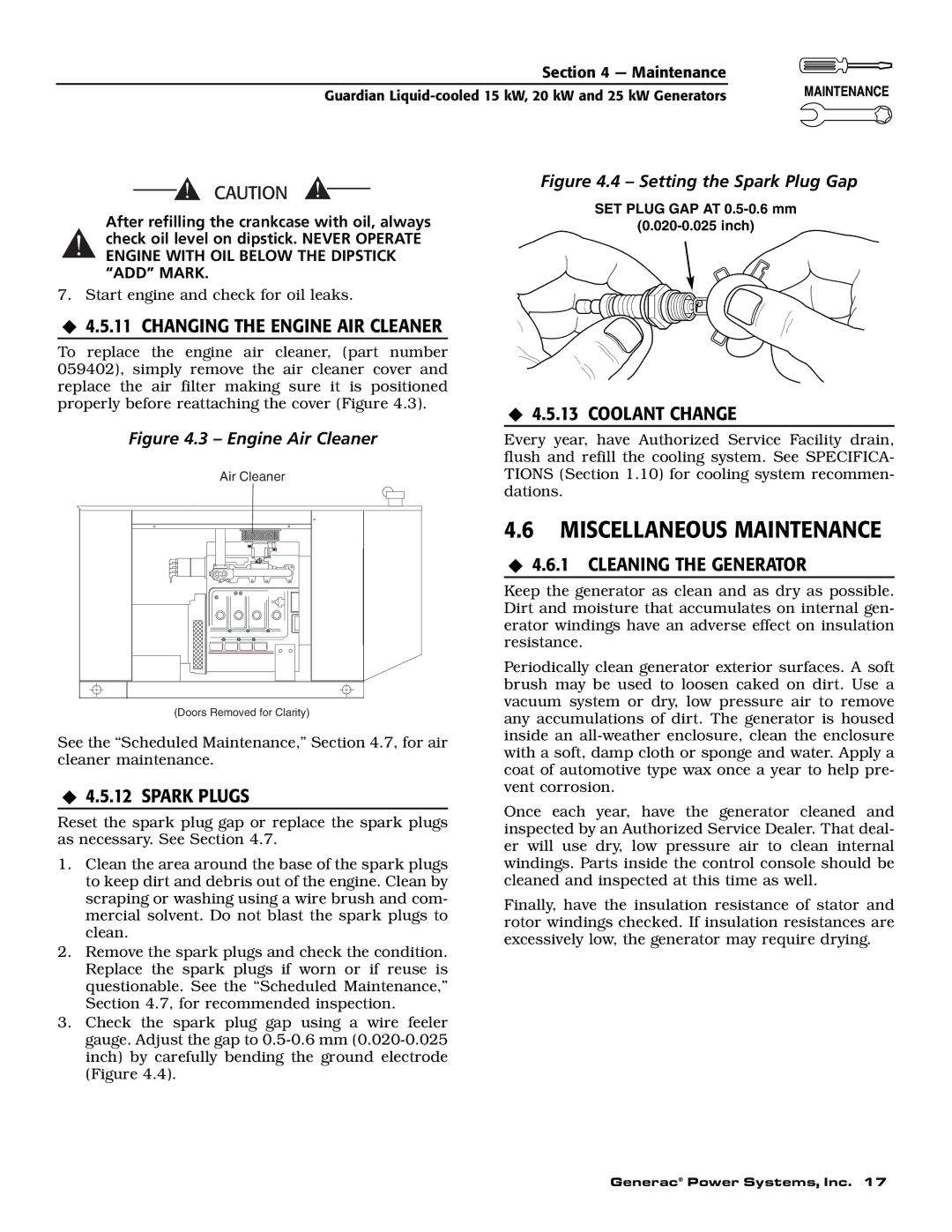 Generac Power Systems 004721-0, 004722-0, 004723-0, 004724-0, 004725-0, 004725-1, 004725-2, 004725-3, 004726-0 owner manual 