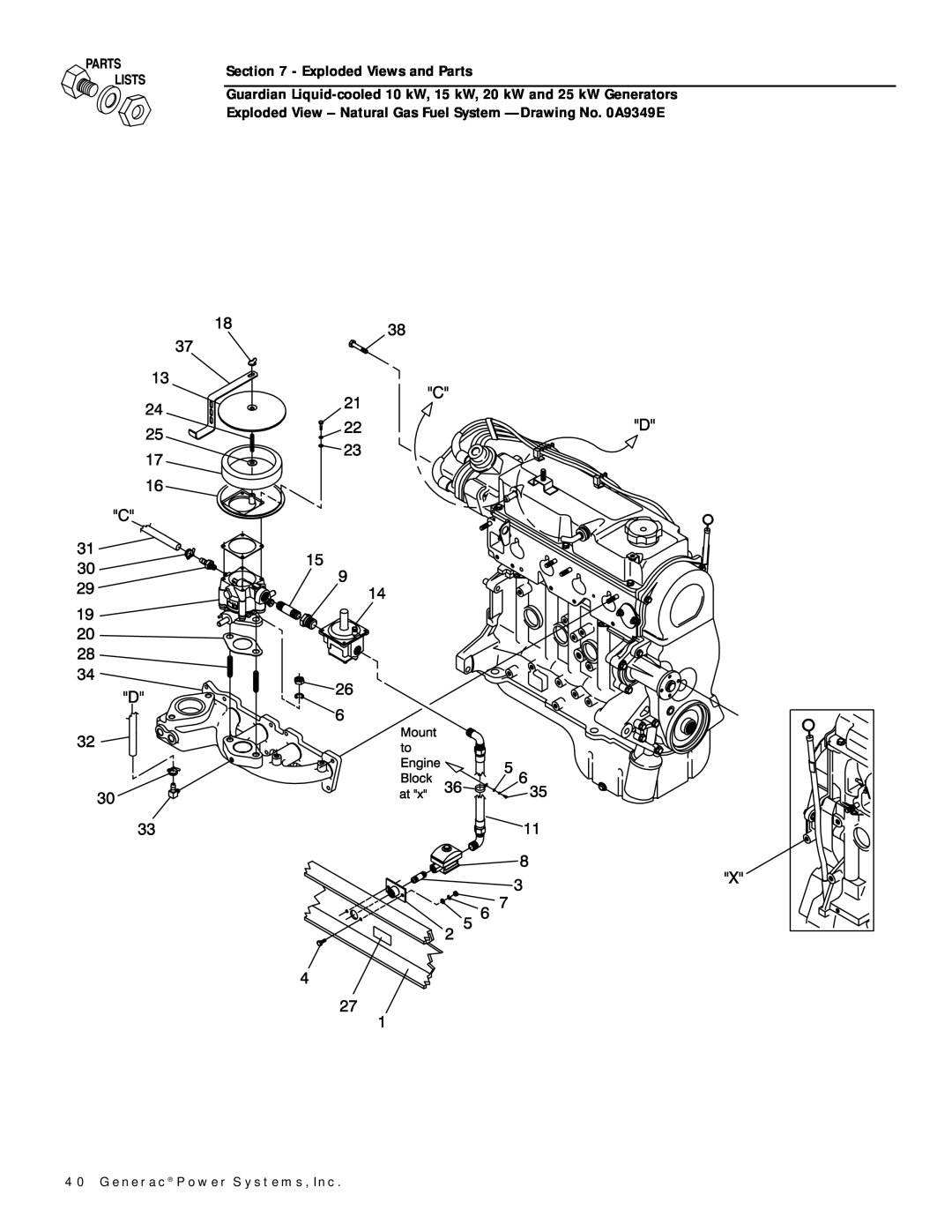 Generac Power Systems owner manual Exploded Views and Parts, Generac Power Systems, Inc 