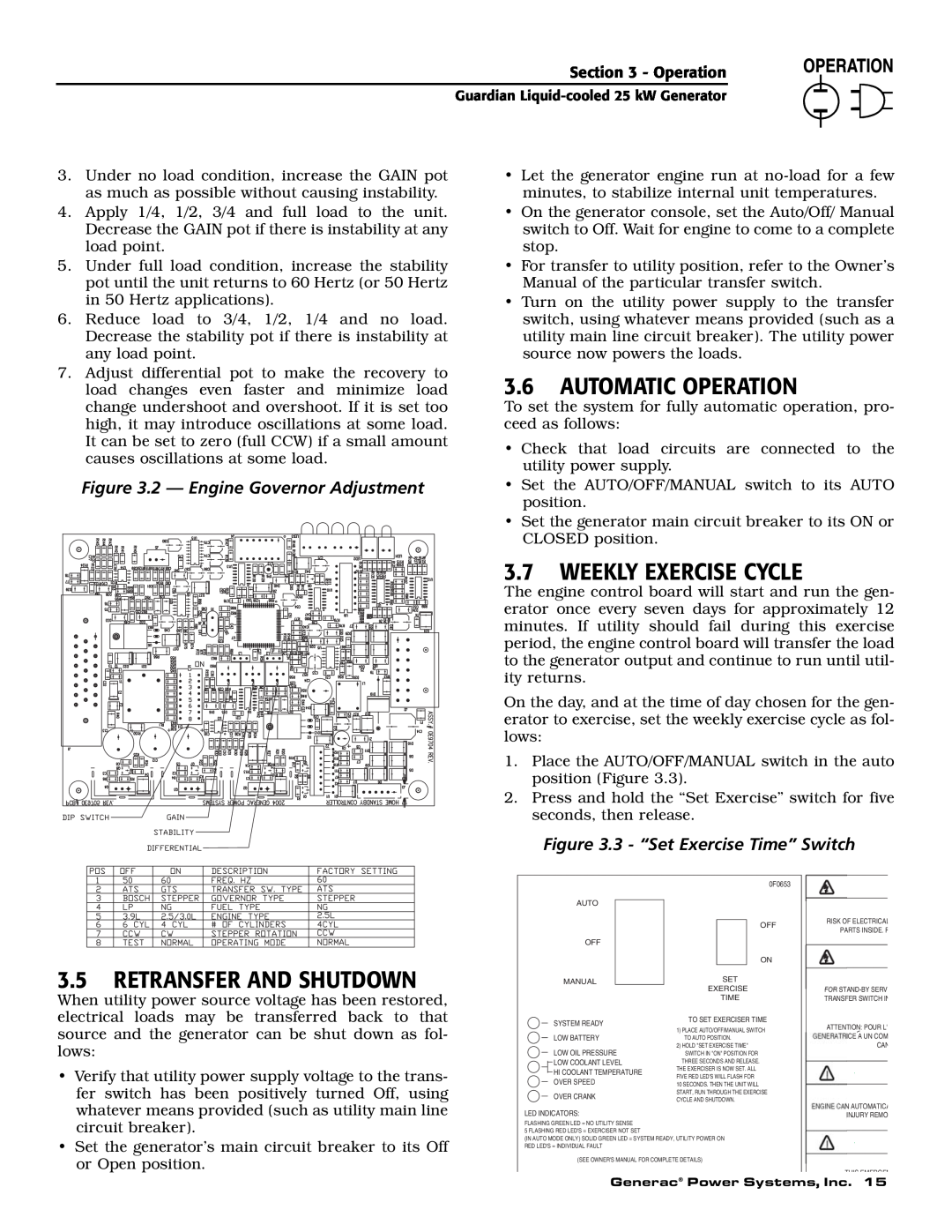 Generac Power Systems 005040-0, 005040-1, 005053-0, 005053-1, 005054-0, 005054-1 owner manual 3.6AUTOMATIC OPERATION 