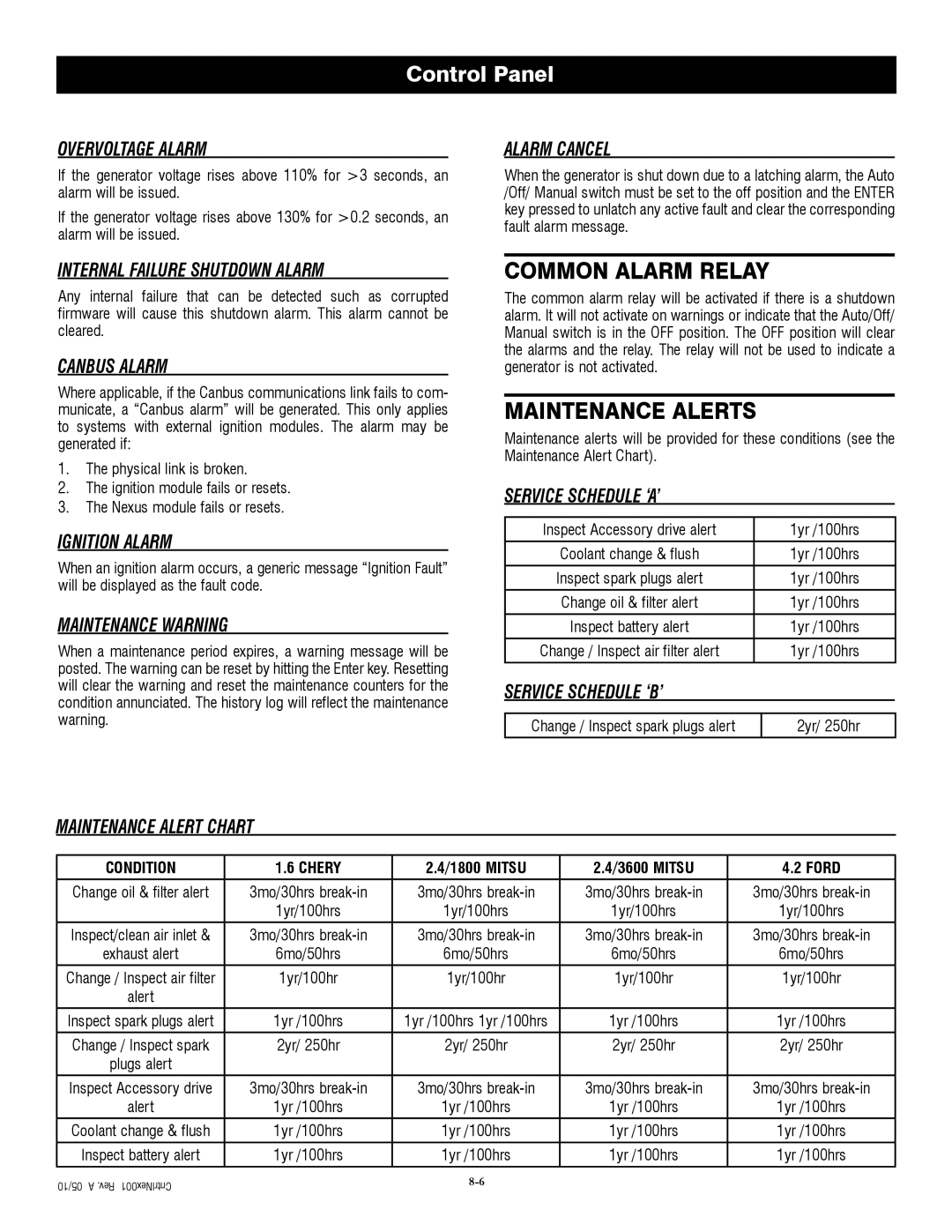 Generac QT04524ANSX owner manual Common Alarm Relay, Maintenance Alerts 