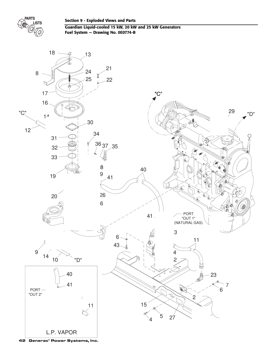 Generac 0047210, 0047220, 0047230, 0047240, 0047250, 0047251, 0047252, 0047253, 0047260 owner manual Vapor 