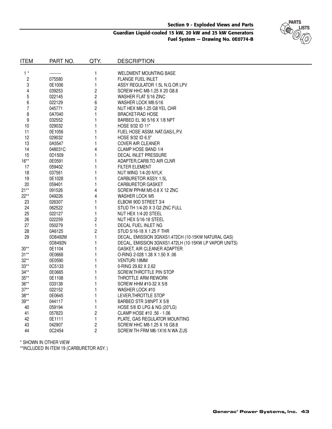 Generac 0047210, 0047220, 0047230, 0047240, 0047250, 0047251, 0047252, 0047253, 0047260 owner manual Weldment Mounting Base 