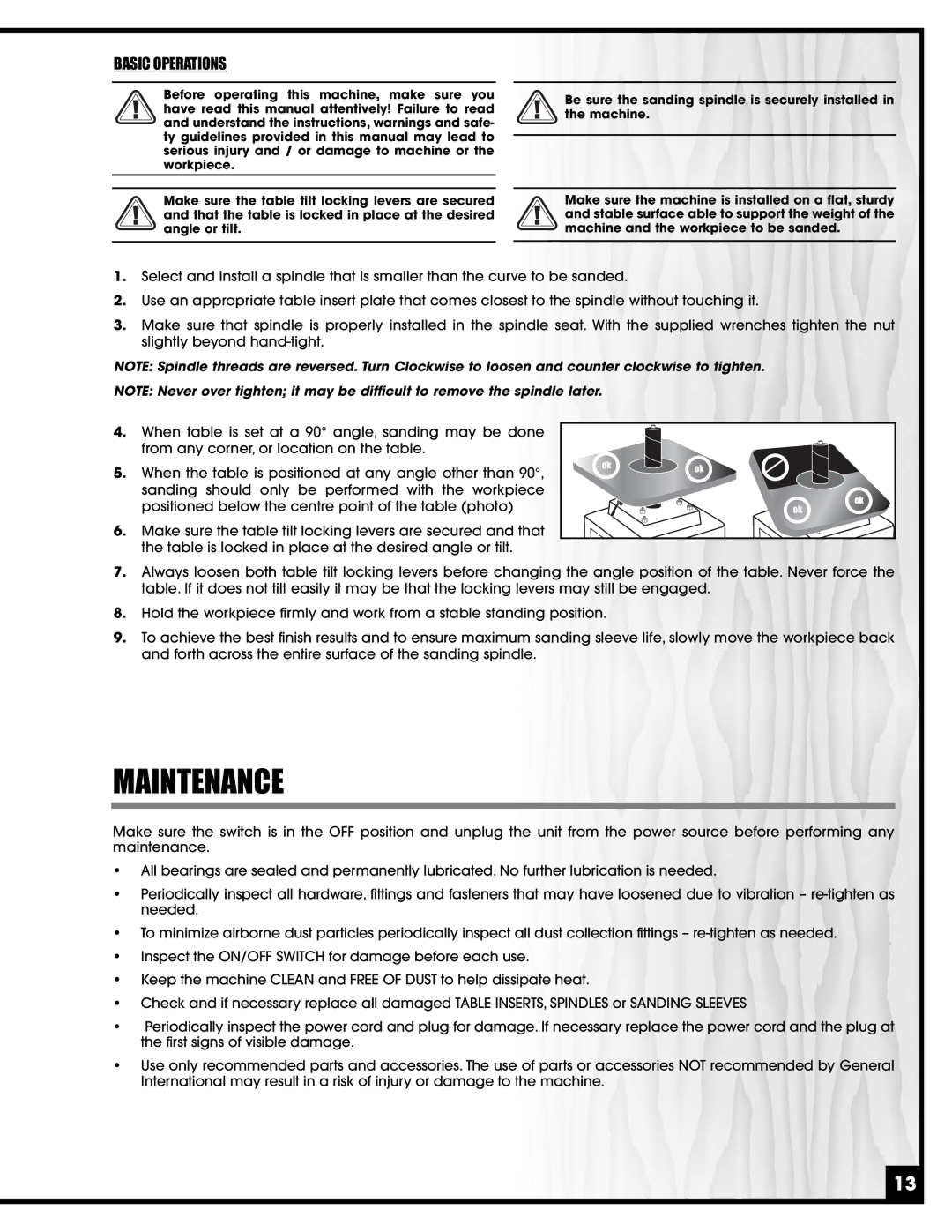 General Tire 15-220 manual Maintenance, Basic Operations 