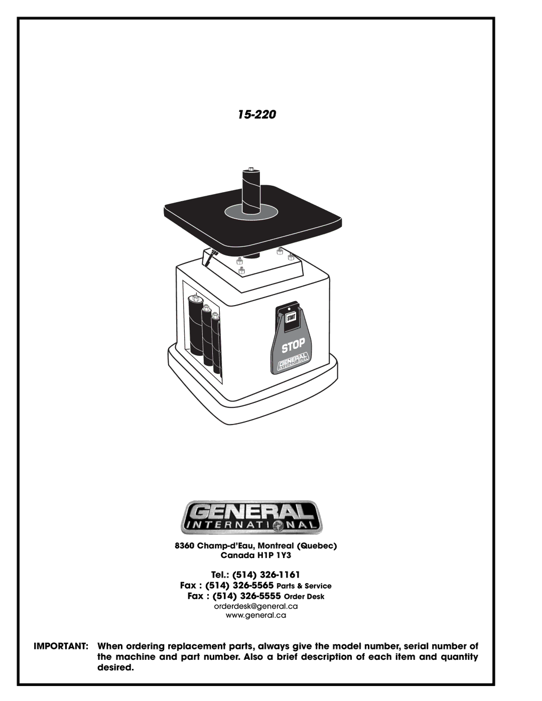 General Tire 15-220 manual 